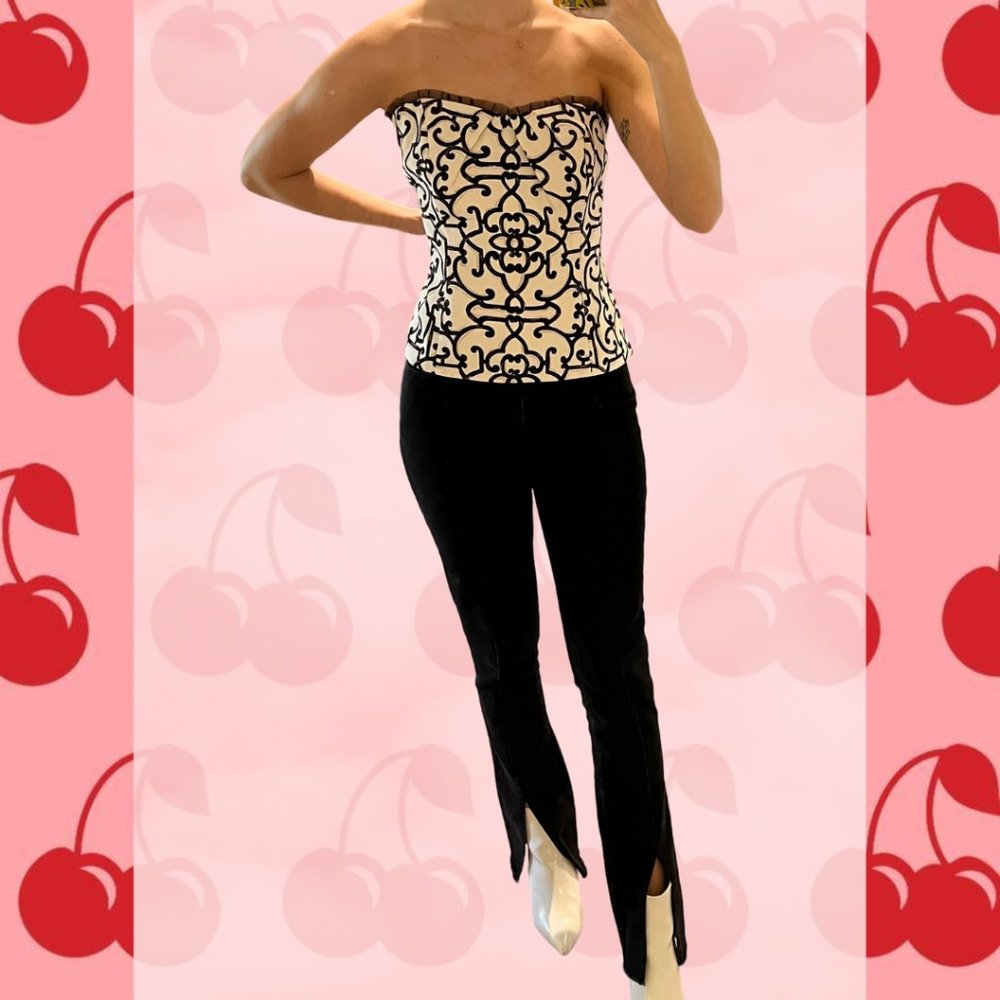 White House Black Market Black and White Pattern Tube Top Size 6